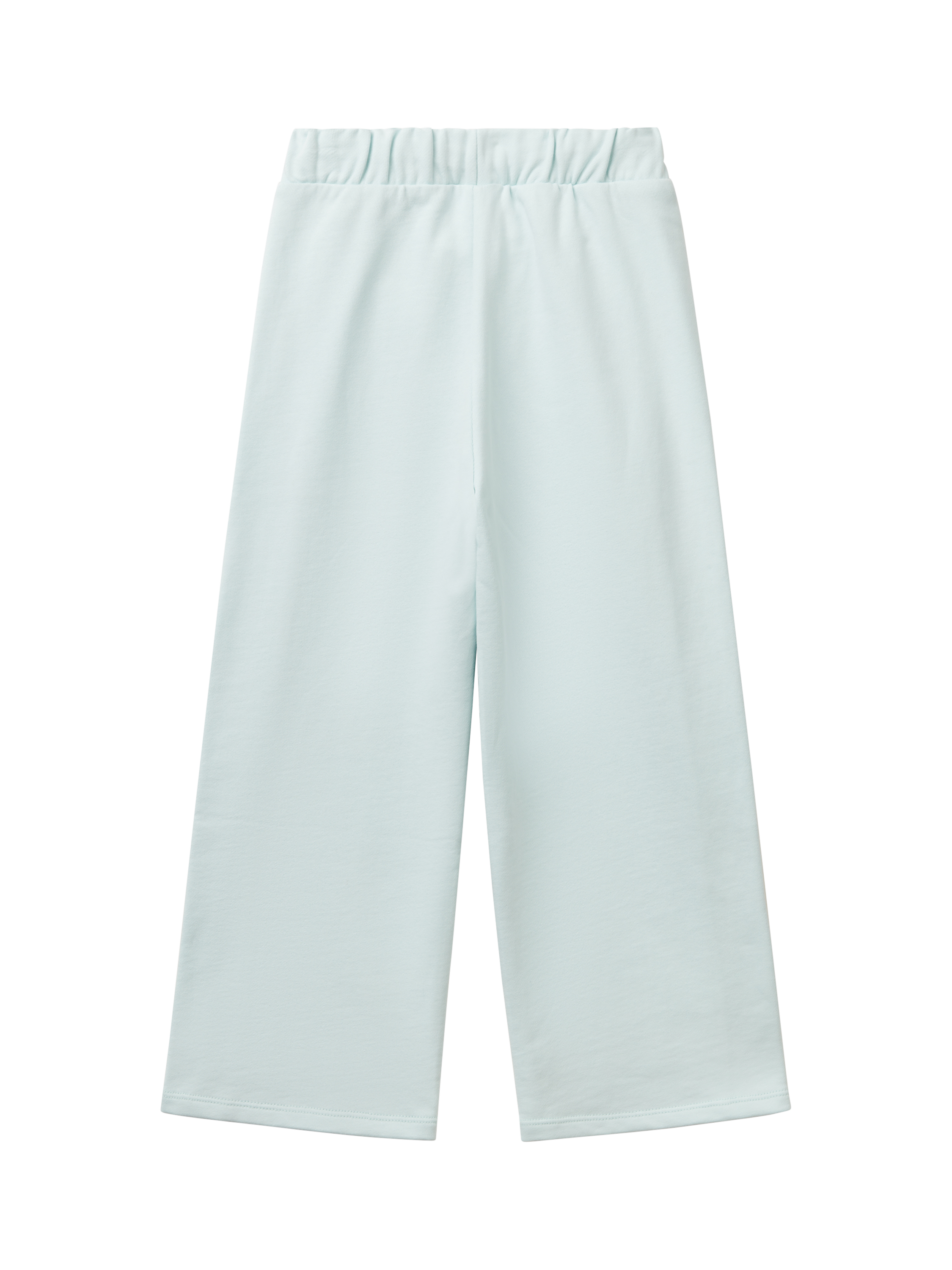 Product image 2 of 3, which shows Benetton Kids' Fleece Wide Leg Joggers, Aquamarine, 6-7 years
