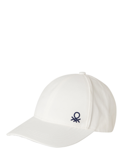 Benetton Kids' Cotton Logo Baseball Cap, Optical White