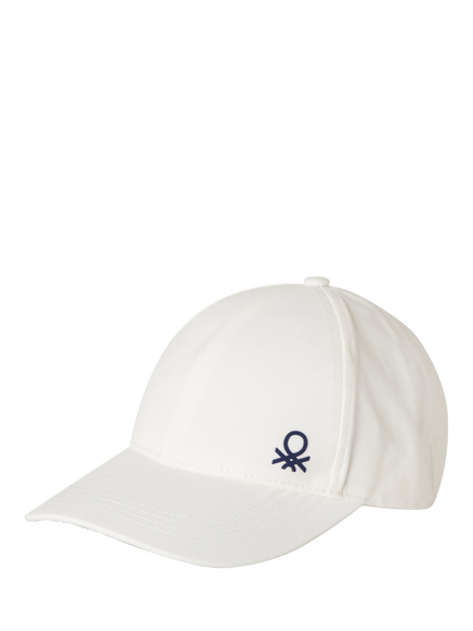 Benetton Kids' Cotton Logo Baseball Cap, Optical White