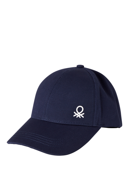 Benetton Kids' Cotton Logo Baseball Cap, Night Blue