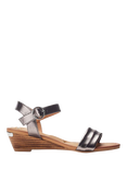 Moda in Pelle Mayapple Leather Wedge Heel Strappy Sandals, Pewter