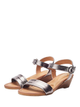 Moda in Pelle Mayapple Leather Wedge Heel Strappy Sandals, Pewter