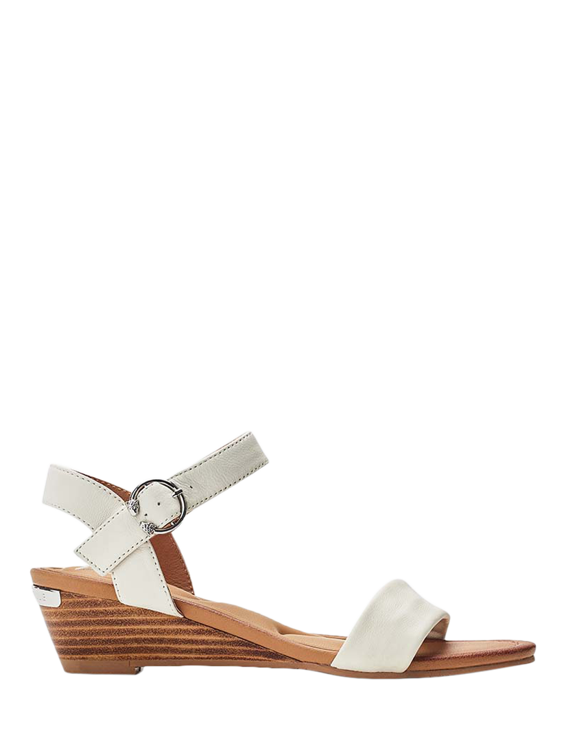 Product image 1 of 4, which shows Moda in Pelle Mayapple Leather Wedge Heel Strappy Sandals, White, 3