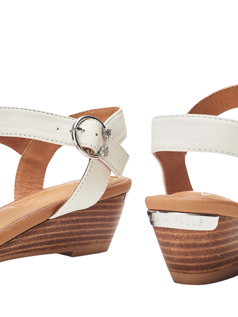 Product image 4 of 4, which shows Moda in Pelle Mayapple Leather Wedge Heel Strappy Sandals, White, 3
