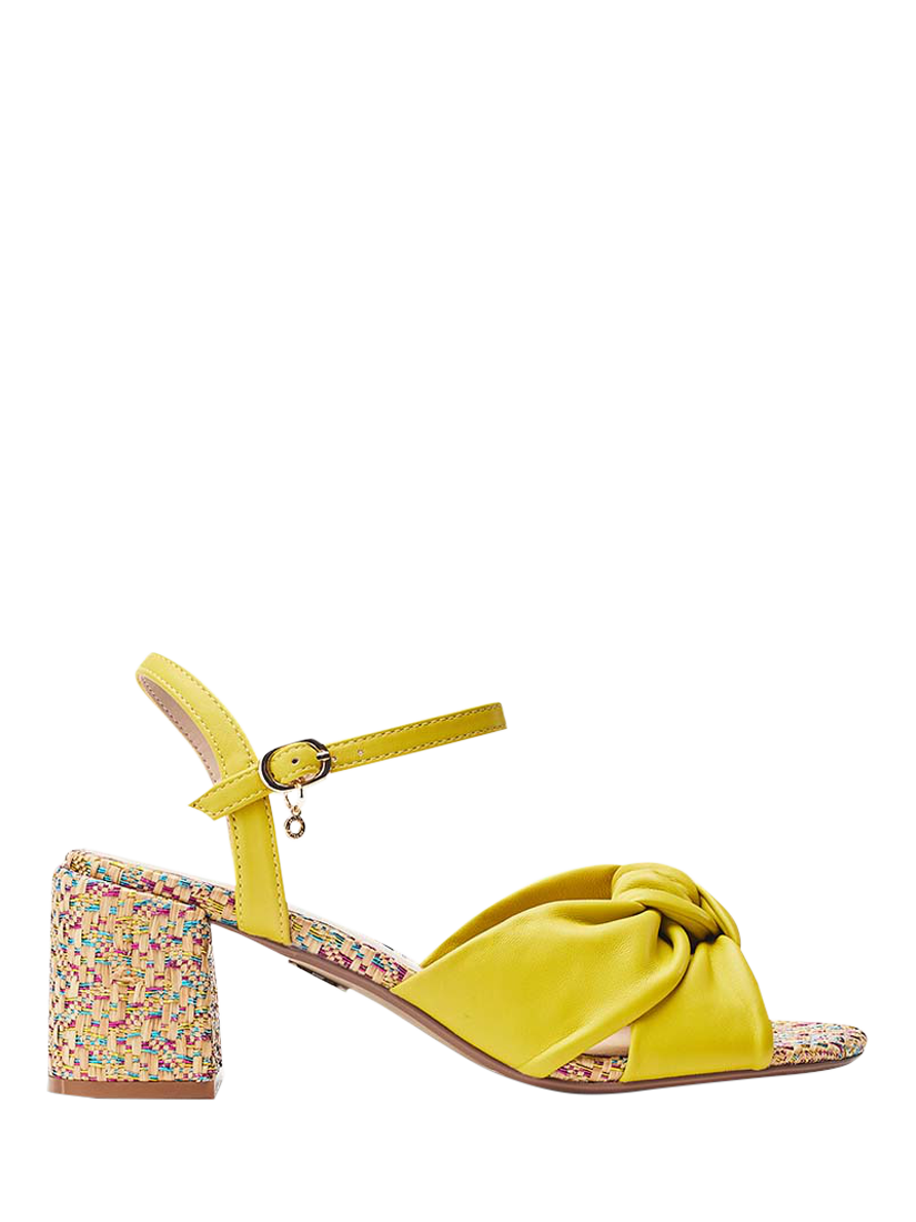 Moda in Pelle Mokara Suede Twist Knot Block Heel Sandals, Yellow