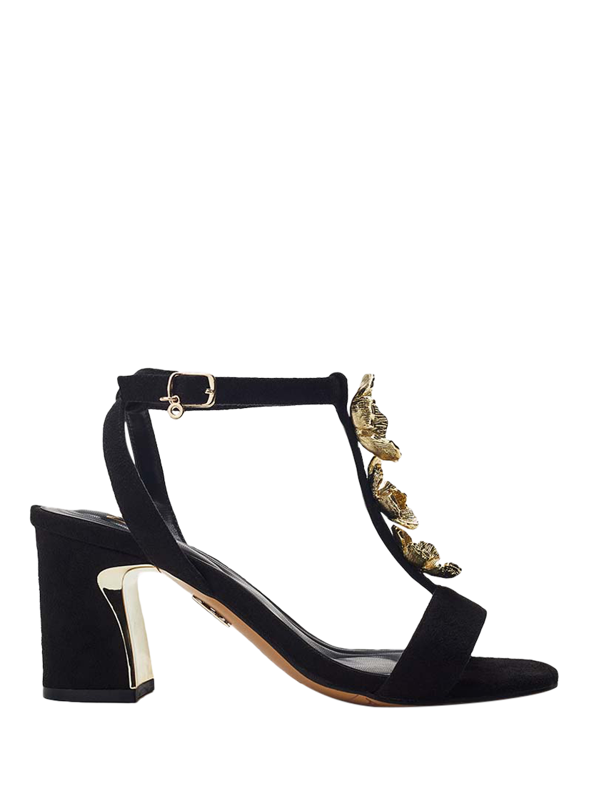Moda in Pelle Neillia Floral Embellished Block Heel Sandals, Black