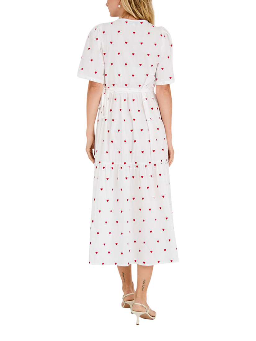 Product image 2 of 6, which shows A-VIEW Caisa Heart Wrap Midi Dress, White/Multi, 10