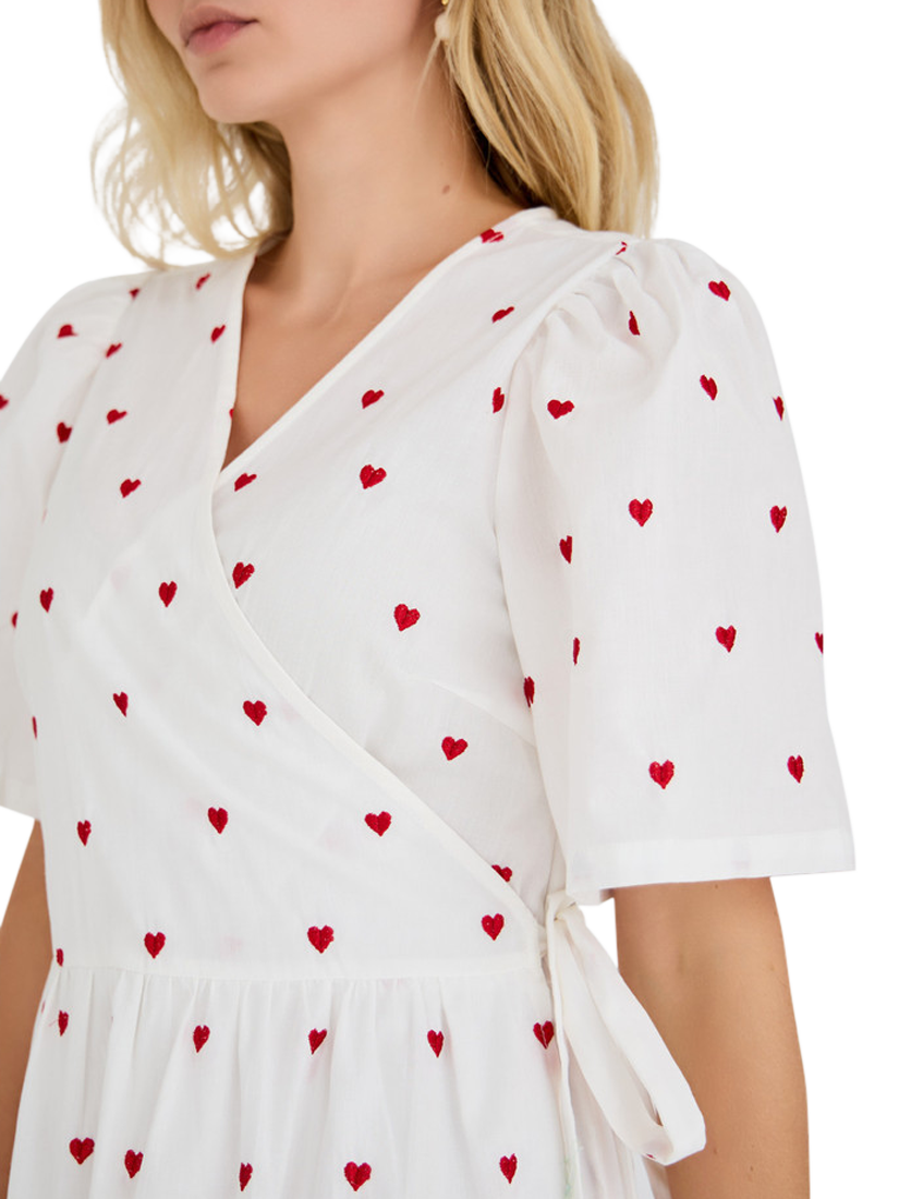 Product image 3 of 6, which shows A-VIEW Caisa Heart Wrap Midi Dress, White/Multi, 10