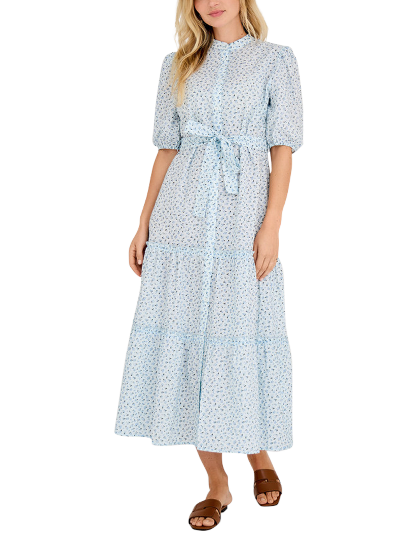 A-VIEW Kate Floral Midi Dress, Light Blue/Multi