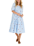 A-VIEW Winnie Embroidered Strawberries Midi Dress, Blue/Red