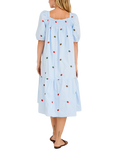 A-VIEW Winnie Embroidered Strawberries Midi Dress, Blue/Red