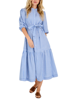 A-VIEW Katty Stripe Shirt Dress, Mid Blue, Mid Blue