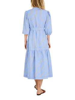 A-VIEW Katty Stripe Shirt Dress, Mid Blue - view 2, Mid Blue