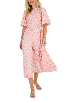 A-VIEW Tabita Floral Midi Dress, Rose/White, Rose/White