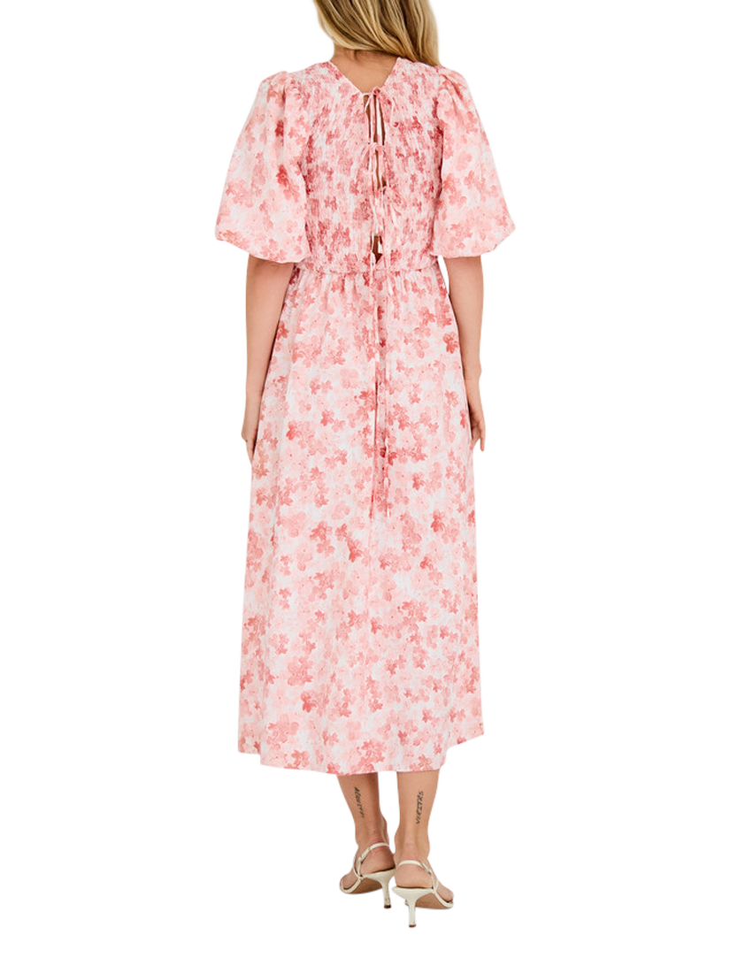 Product image 2 of 6, which shows A-VIEW Tabita Floral Midi Dress, Rose/White, 10