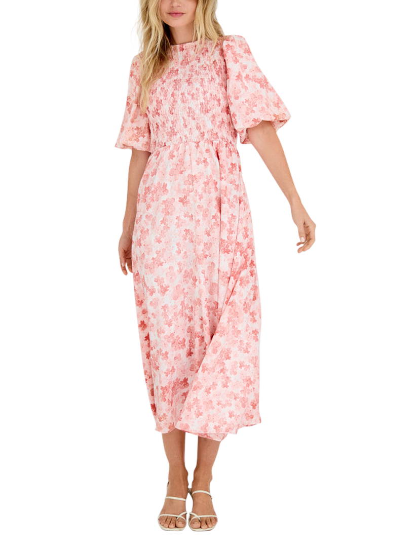 Product image 4 of 6, which shows A-VIEW Tabita Floral Midi Dress, Rose/White, 10
