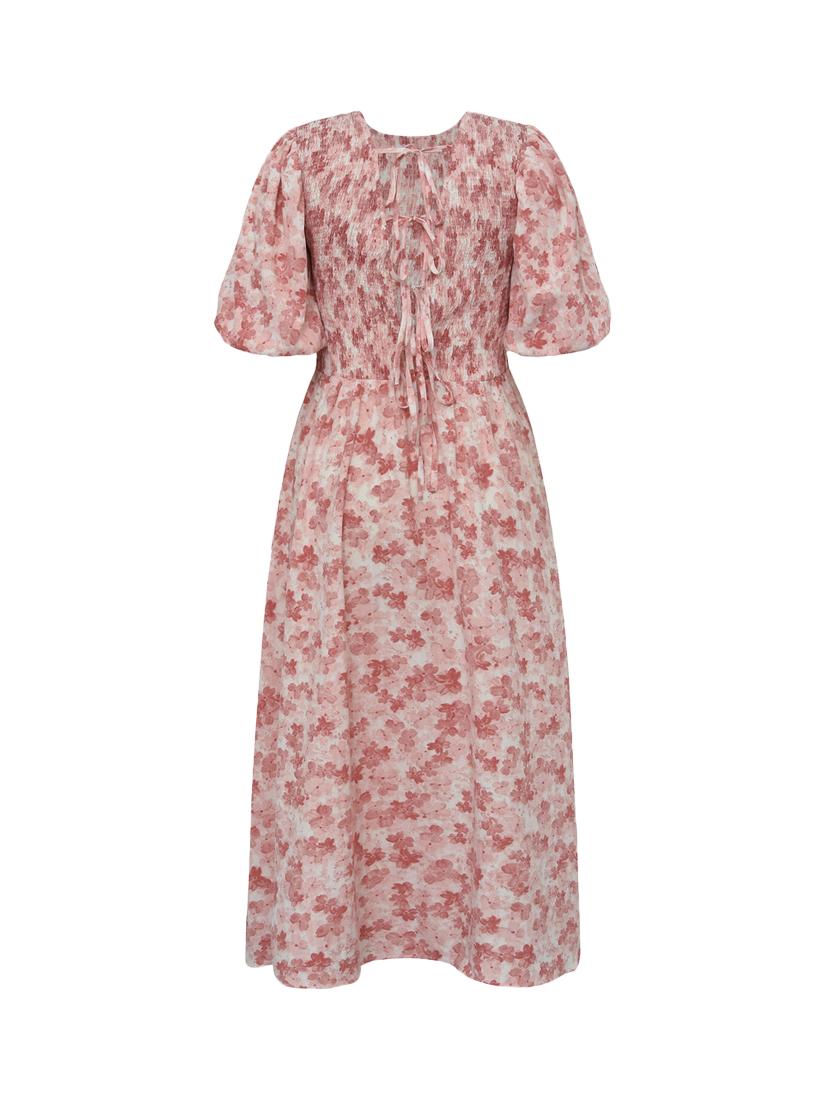 Product image 6 of 6, which shows A-VIEW Tabita Floral Midi Dress, Rose/White, 10