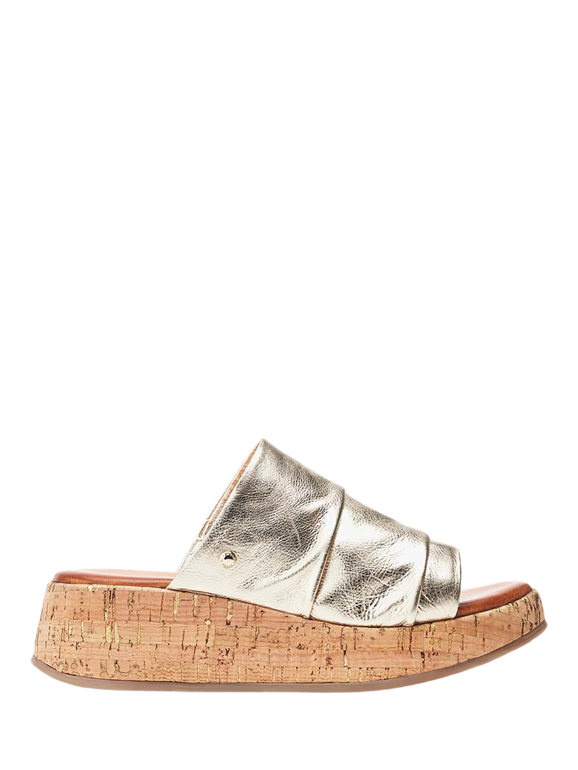Product image 1 of 4, which shows Moda in Pelle Kalimeres Leather Mule Sandals, Gold, 3