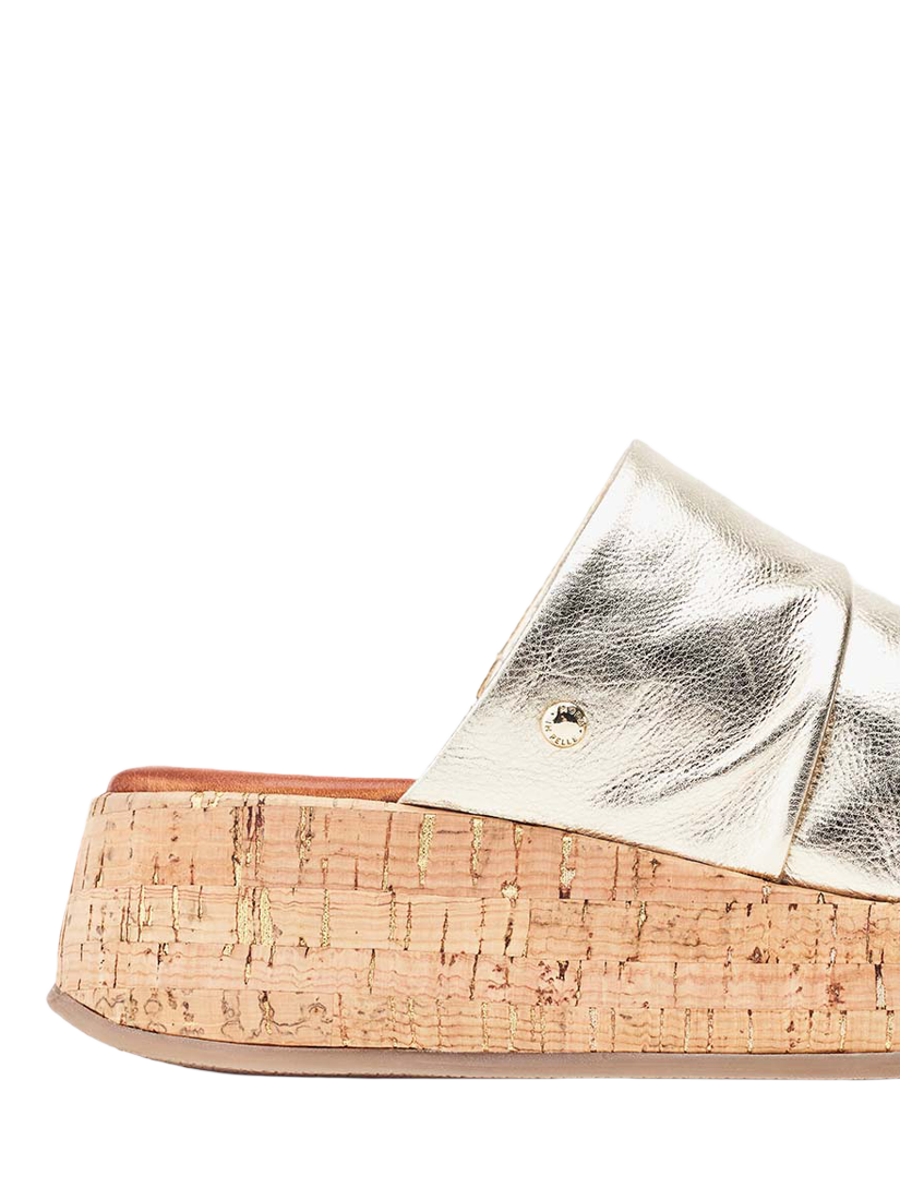 Product image 4 of 4, which shows Moda in Pelle Kalimeres Leather Mule Sandals, Gold, 3