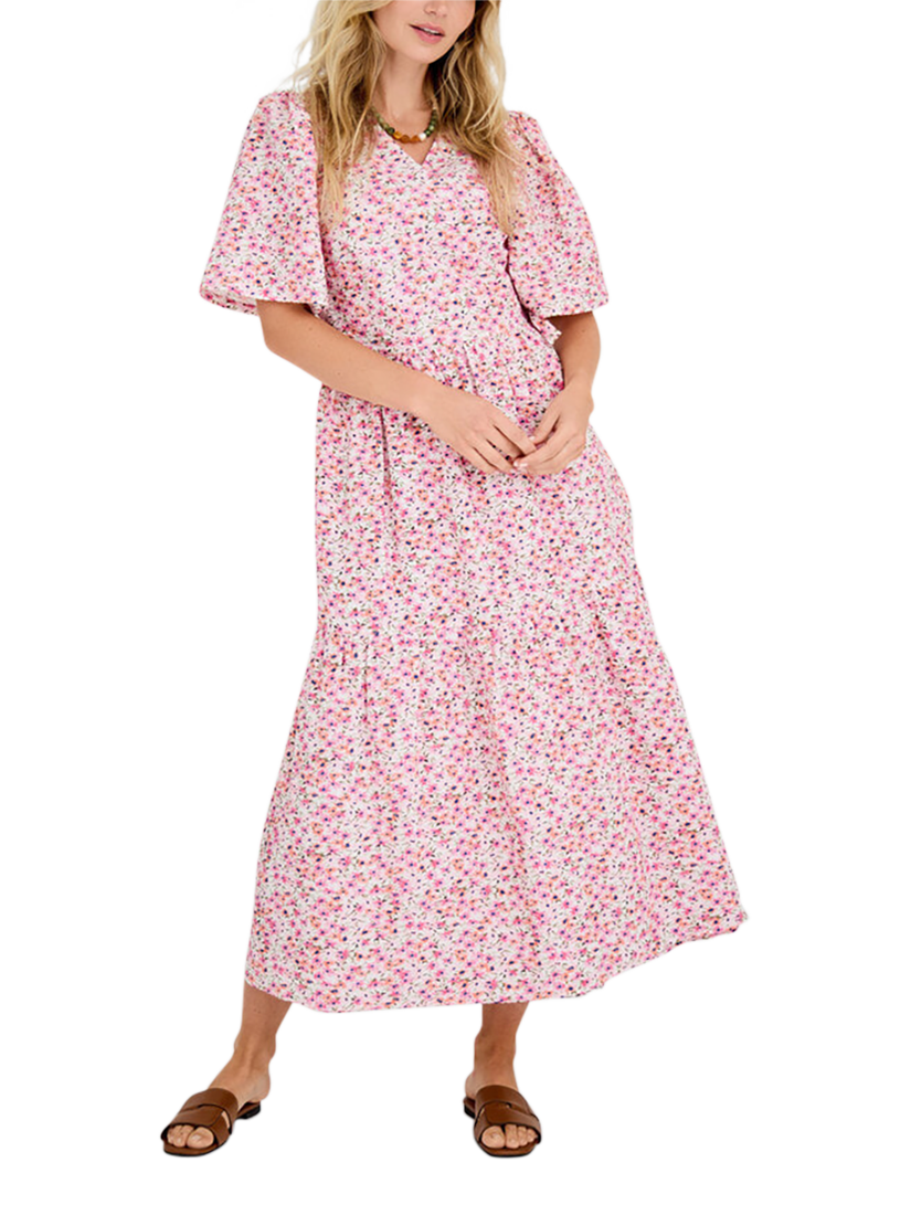 Product image 1 of 5, which shows A-VIEW Caisa Ancle Floral Wrap Dress, Pink/Multi, 8