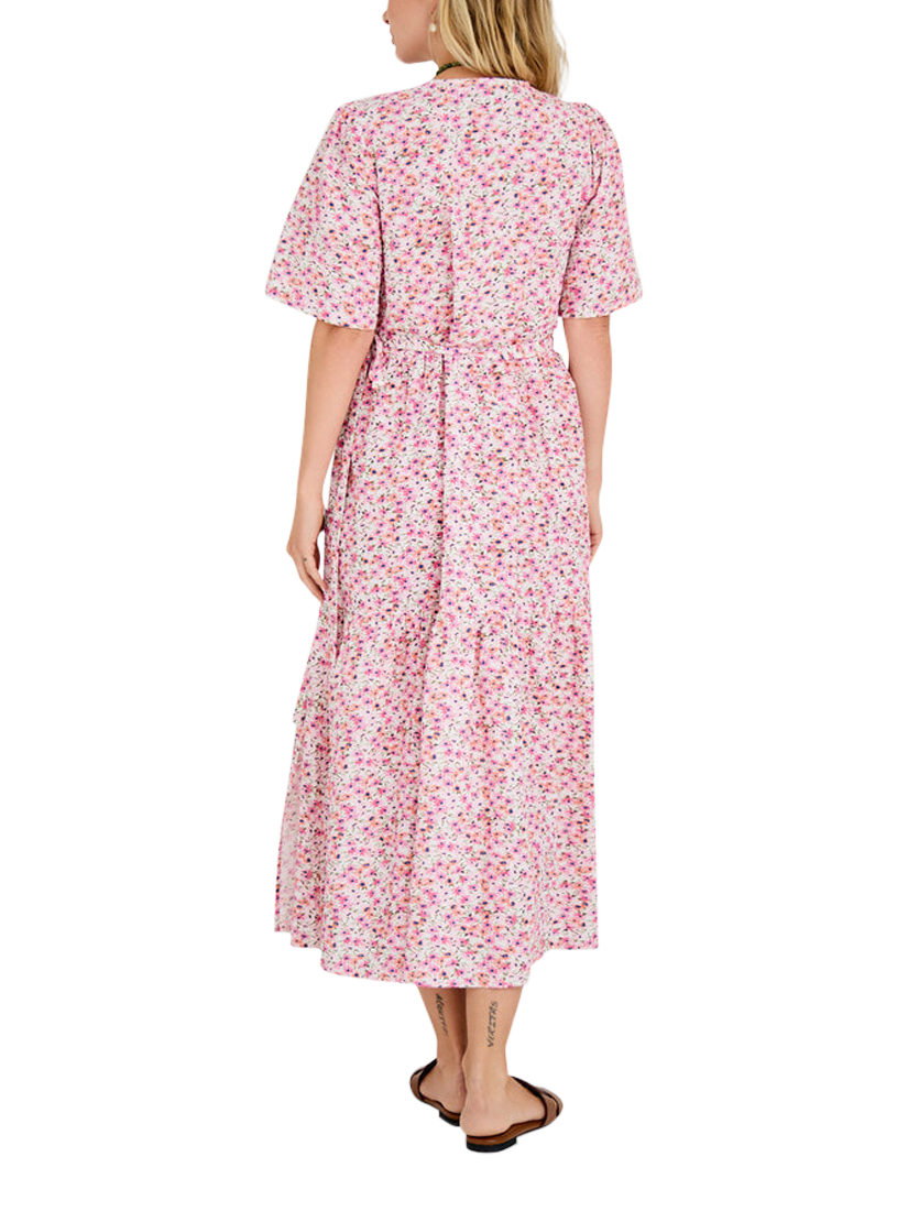 Product image 2 of 5, which shows A-VIEW Caisa Ancle Floral Wrap Dress, Pink/Multi, 8