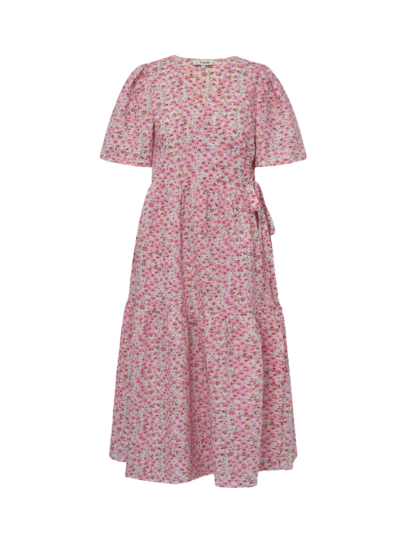 Product image 4 of 5, which shows A-VIEW Caisa Ancle Floral Wrap Dress, Pink/Multi, 8
