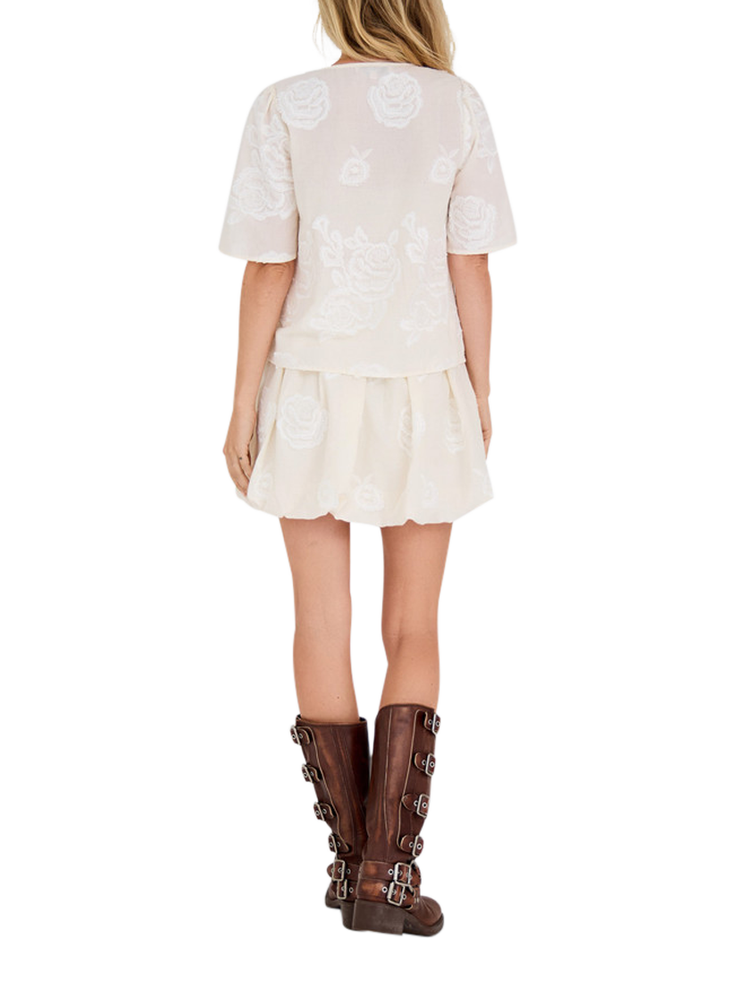 Product image 2 of 6, which shows A-VIEW Rosamarie Floral Tie Front Top, Light Sand, 10