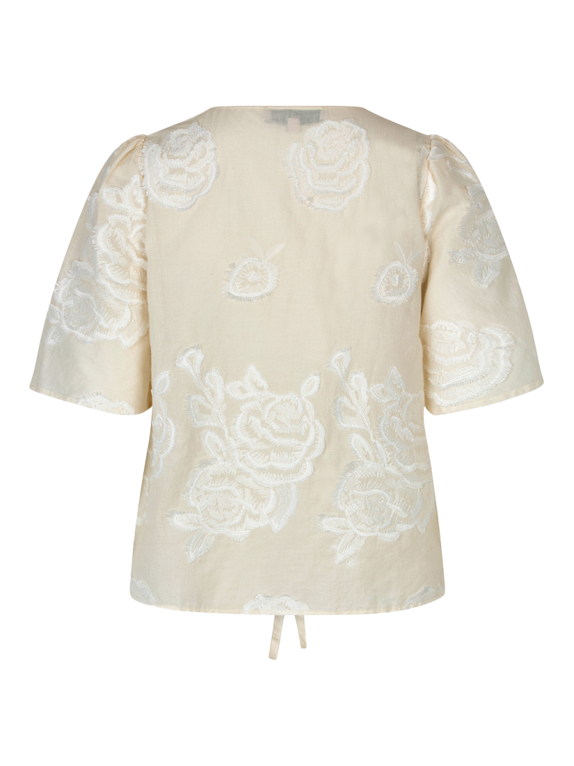 Product image 6 of 6, which shows A-VIEW Rosamarie Floral Tie Front Top, Light Sand, 10