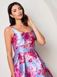 Chi Chi London Floral Fit and Flare Dress, Blue/Multi
