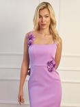 Chi Chi London Rosette Flower Applique Midi Dress, Lilac