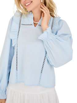 A-VIEW Agnete Ruffle Blouse, Light Blue, Light Blue