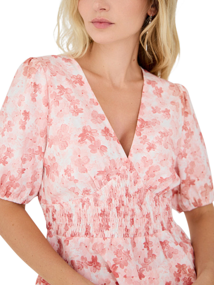 Product image 3 of 6, which shows A-VIEW Lassie Floral Puff Sleeve Top, Rose/White, 10