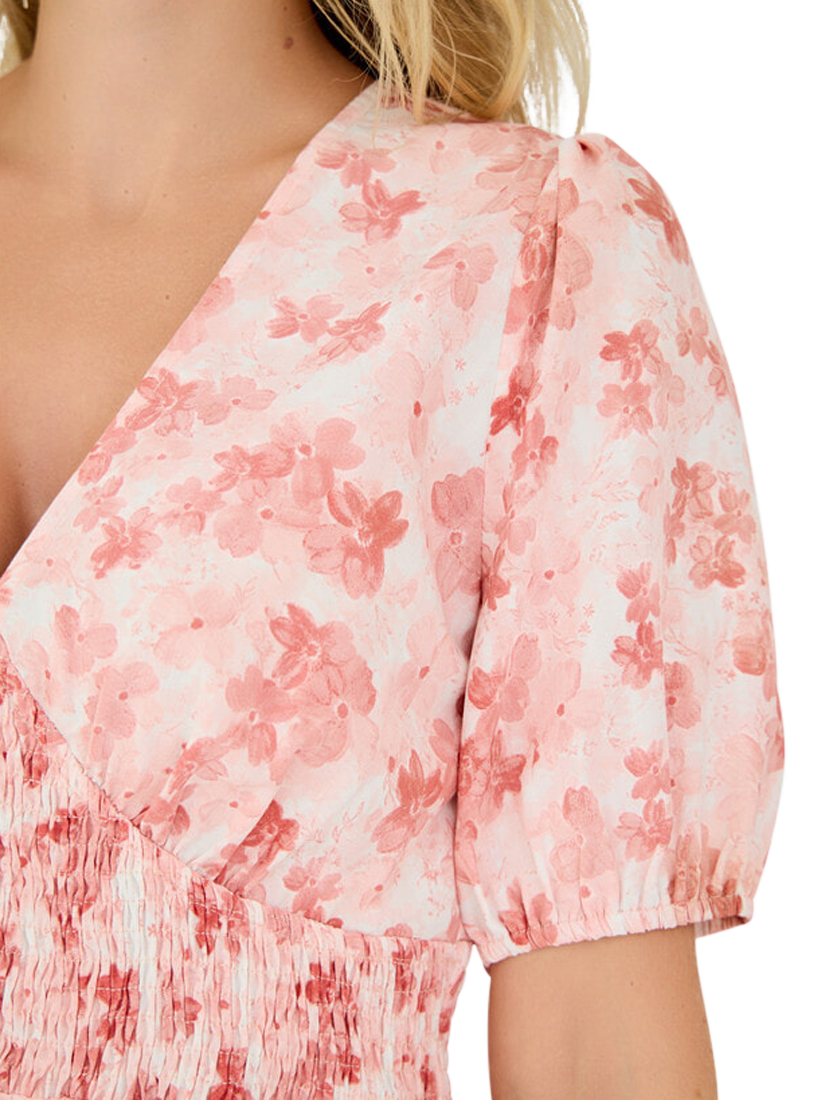 Product image 4 of 6, which shows A-VIEW Lassie Floral Puff Sleeve Top, Rose/White, 10