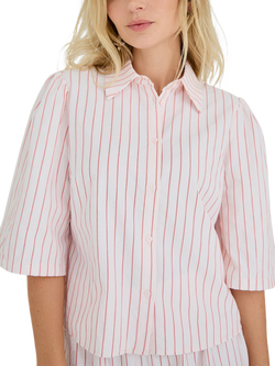 A-VIEW Kirstine Stripe Relaxed Fit Shirt, Rose/Red, Rose/Red