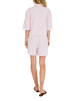 A-VIEW Kirstine Stripe Relaxed Fit Shirt, Rose/Red - view 2, Rose/Red