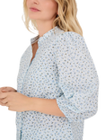 A-VIEW Kate Floral 3/4 Sleeve Shirt, Light Blue/Multi