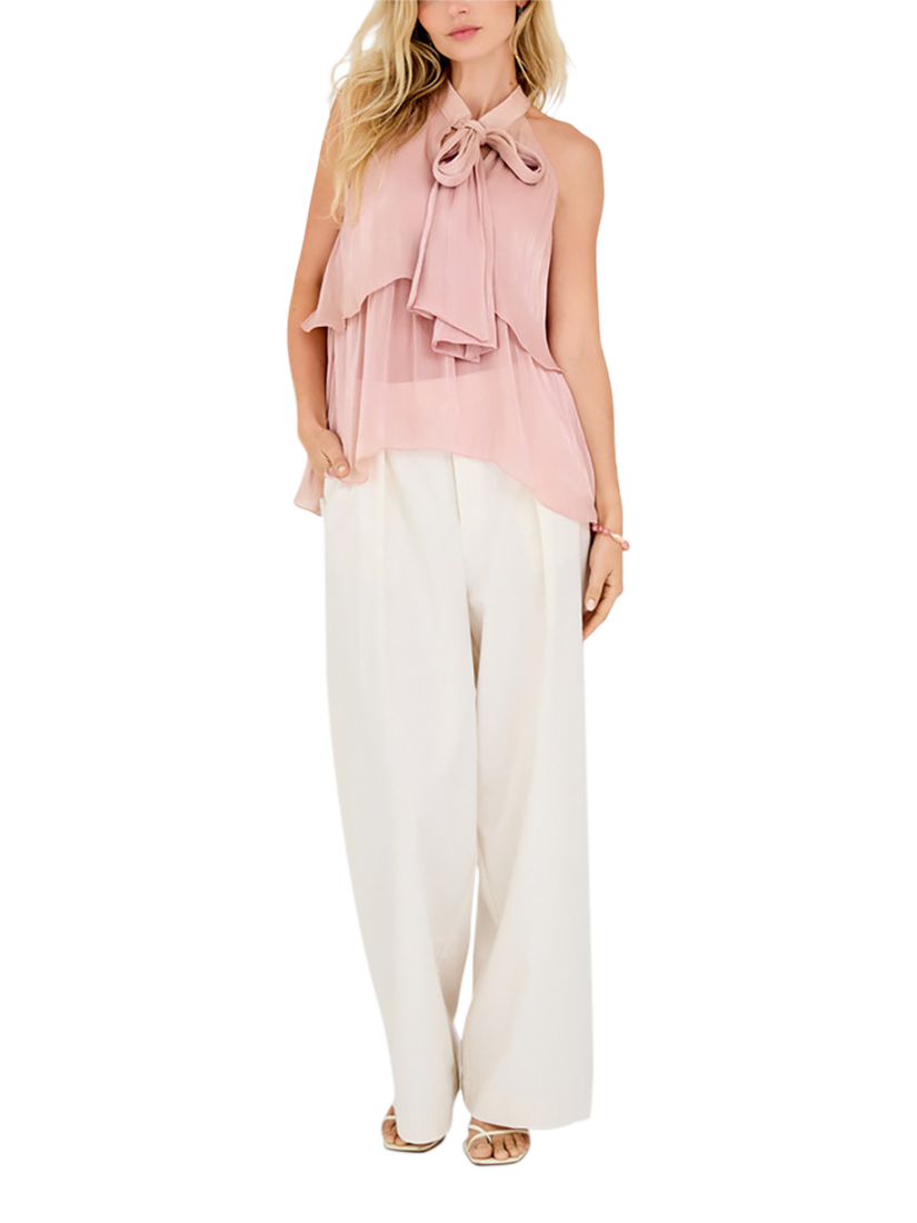 Product image 1 of 4, which shows A-VIEW Demi Halterneck Tiered Top, Mid Pink, 8