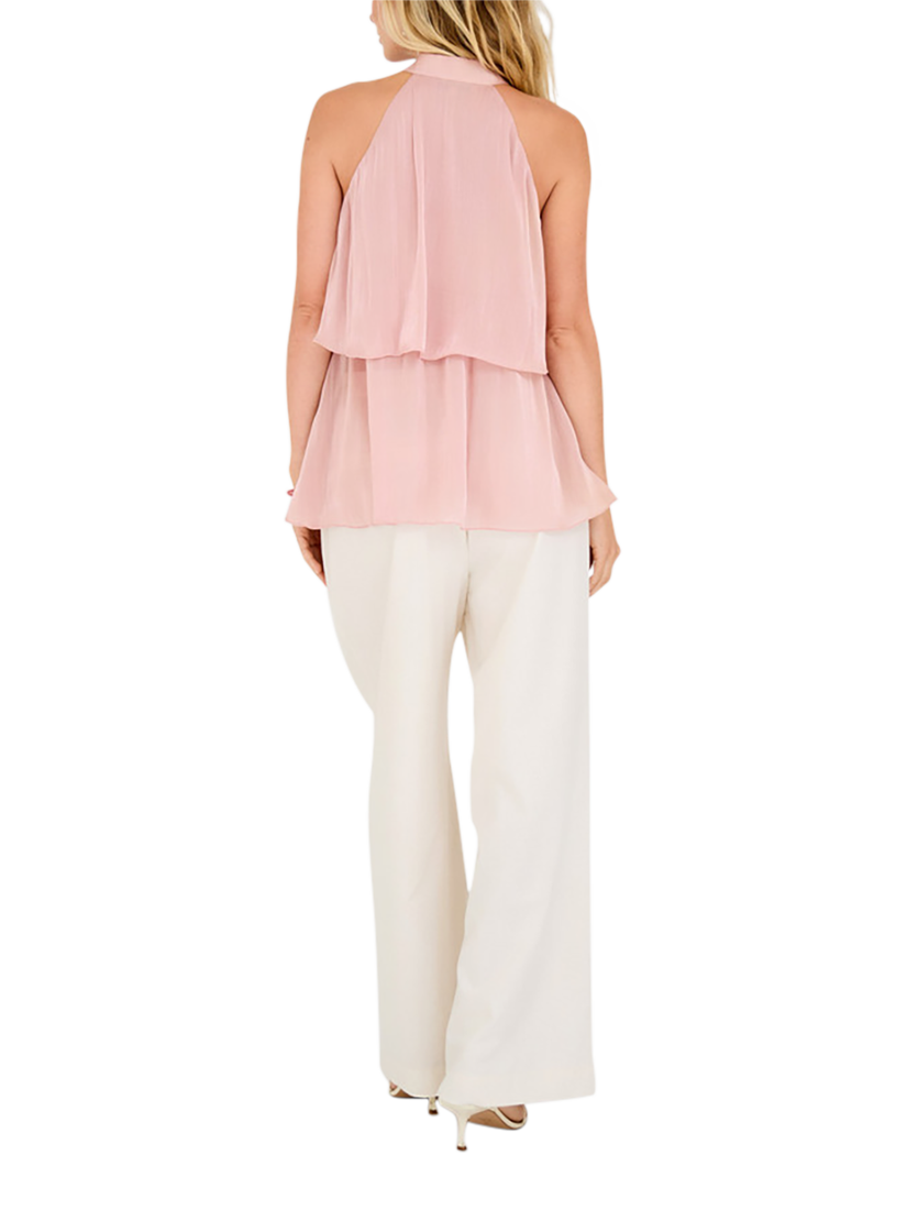 Product image 2 of 4, which shows A-VIEW Demi Halterneck Tiered Top, Mid Pink, 8