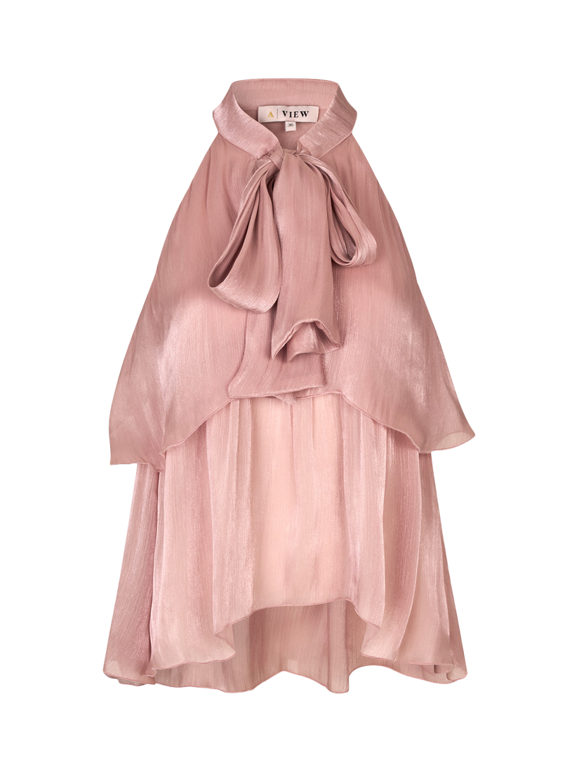 Product image 3 of 4, which shows A-VIEW Demi Halterneck Tiered Top, Mid Pink, 8
