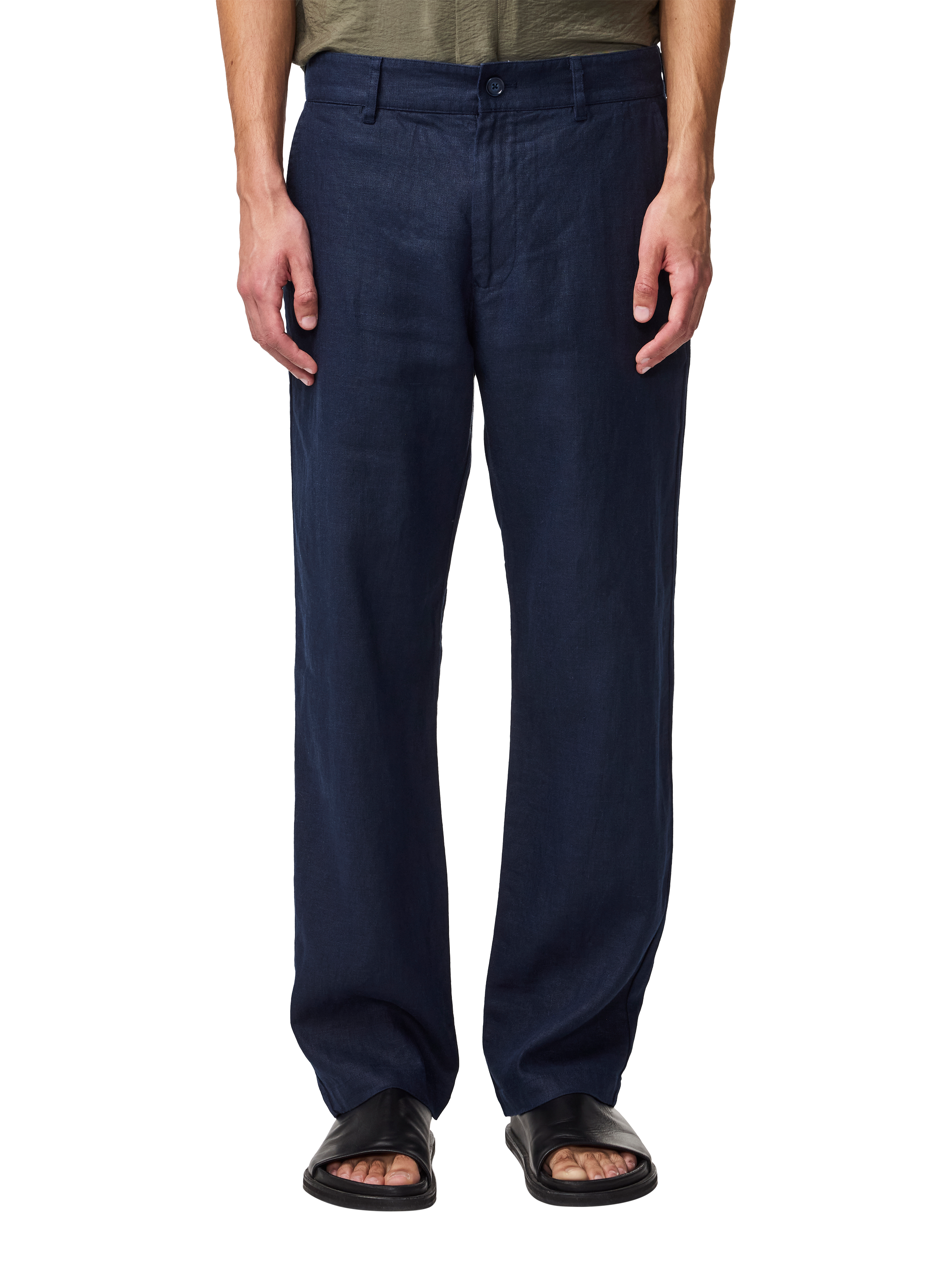 Product image 1 of 6, which shows NN.07 Aden Regular Fit Linen Chinos, Navy Blue, 30R