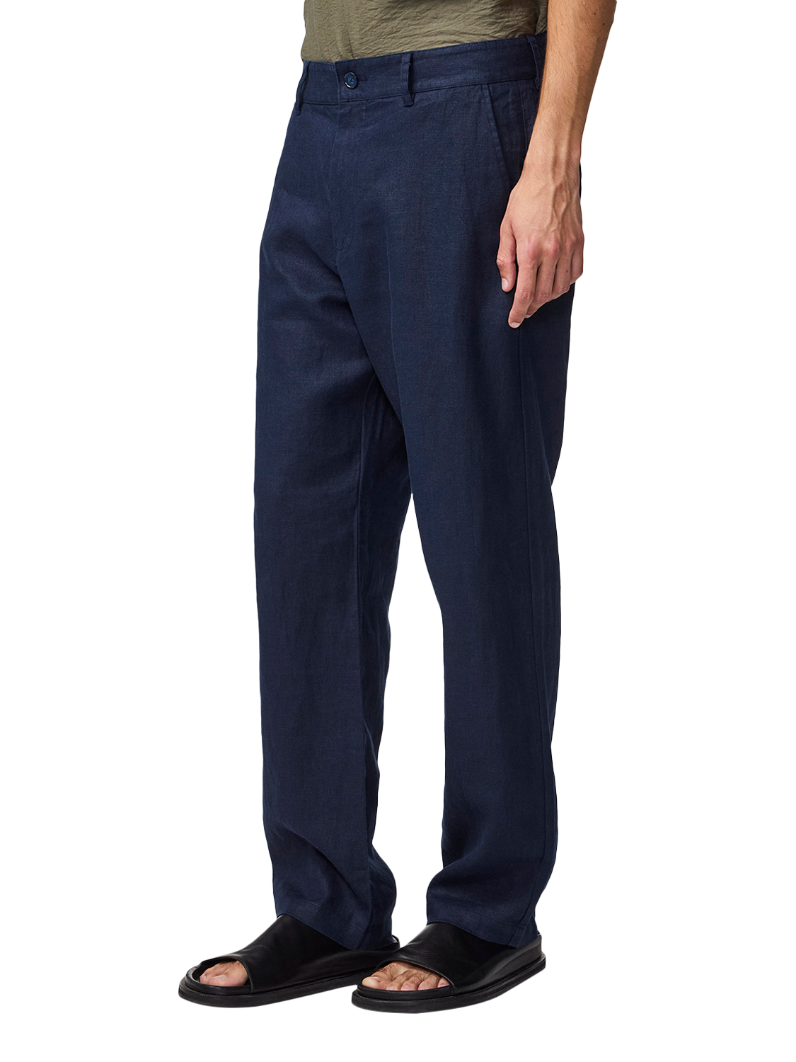 Product image 2 of 6, which shows NN.07 Aden Regular Fit Linen Chinos, Navy Blue, 30R