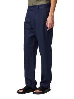NN.07 Aden Regular Fit Linen Chinos, Navy Blue - view 2, Navy Blue