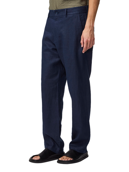 NN.07 Aden Regular Fit Linen Chinos, Navy Blue - view 2, Navy Blue