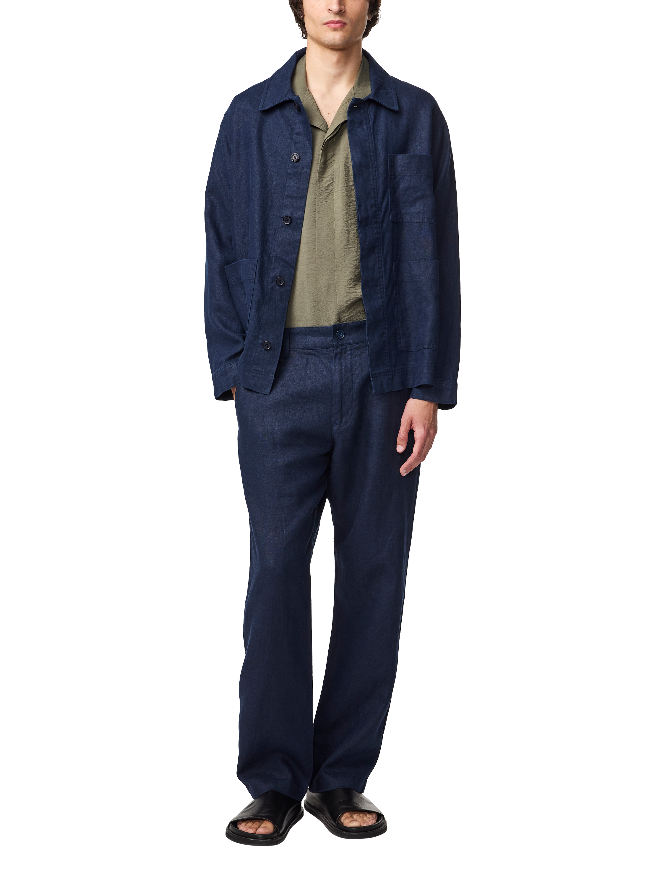 Product image 5 of 6, which shows NN.07 Aden Regular Fit Linen Chinos, Navy Blue, 30R