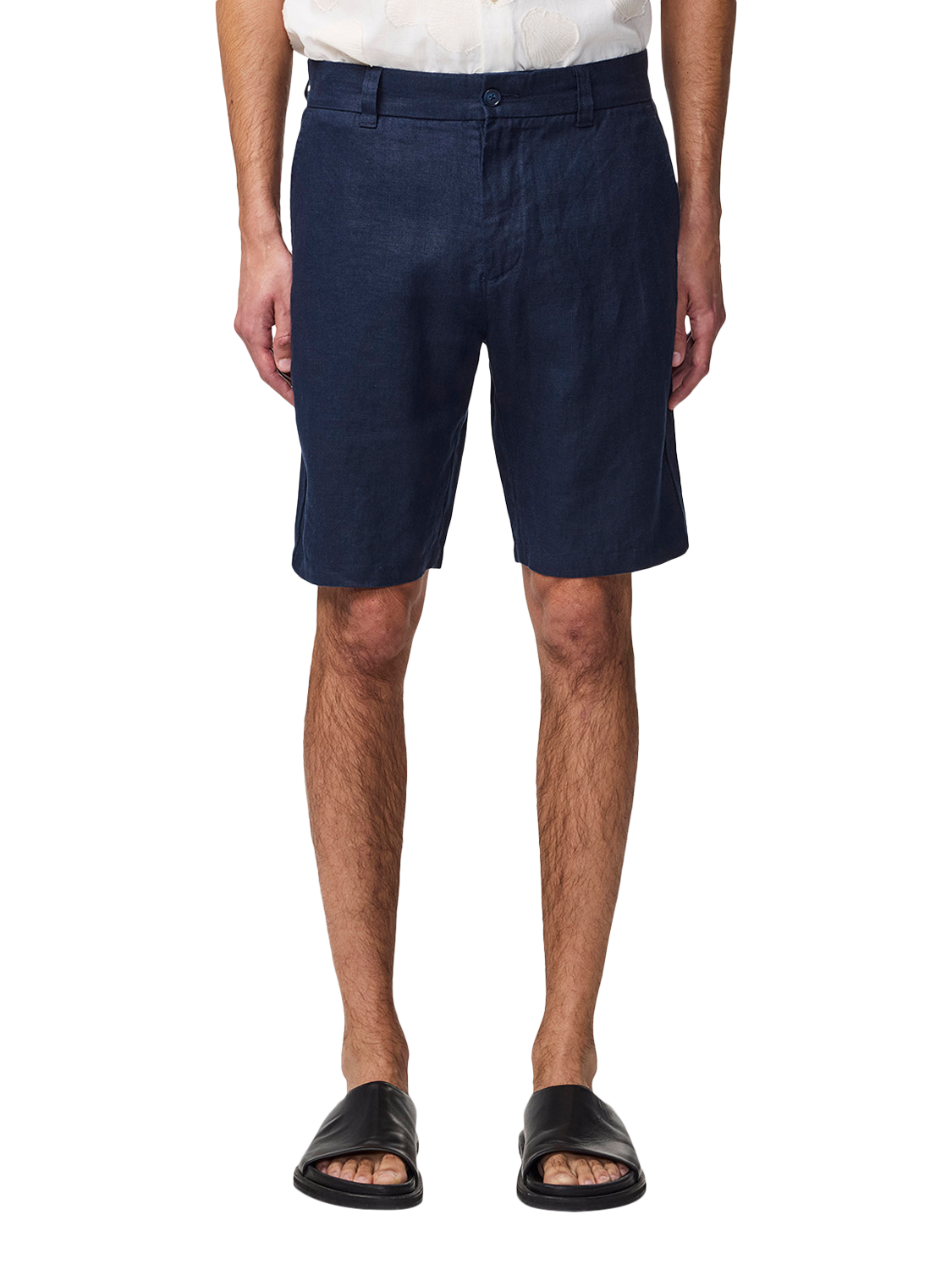 Product image 1 of 7, which shows NN.07 Crown Straight Fit Linen Chino Shorts, Navy Blue, 30R