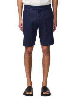 NN.07 Crown Straight Fit Linen Chino Shorts, Navy Blue, Navy Blue