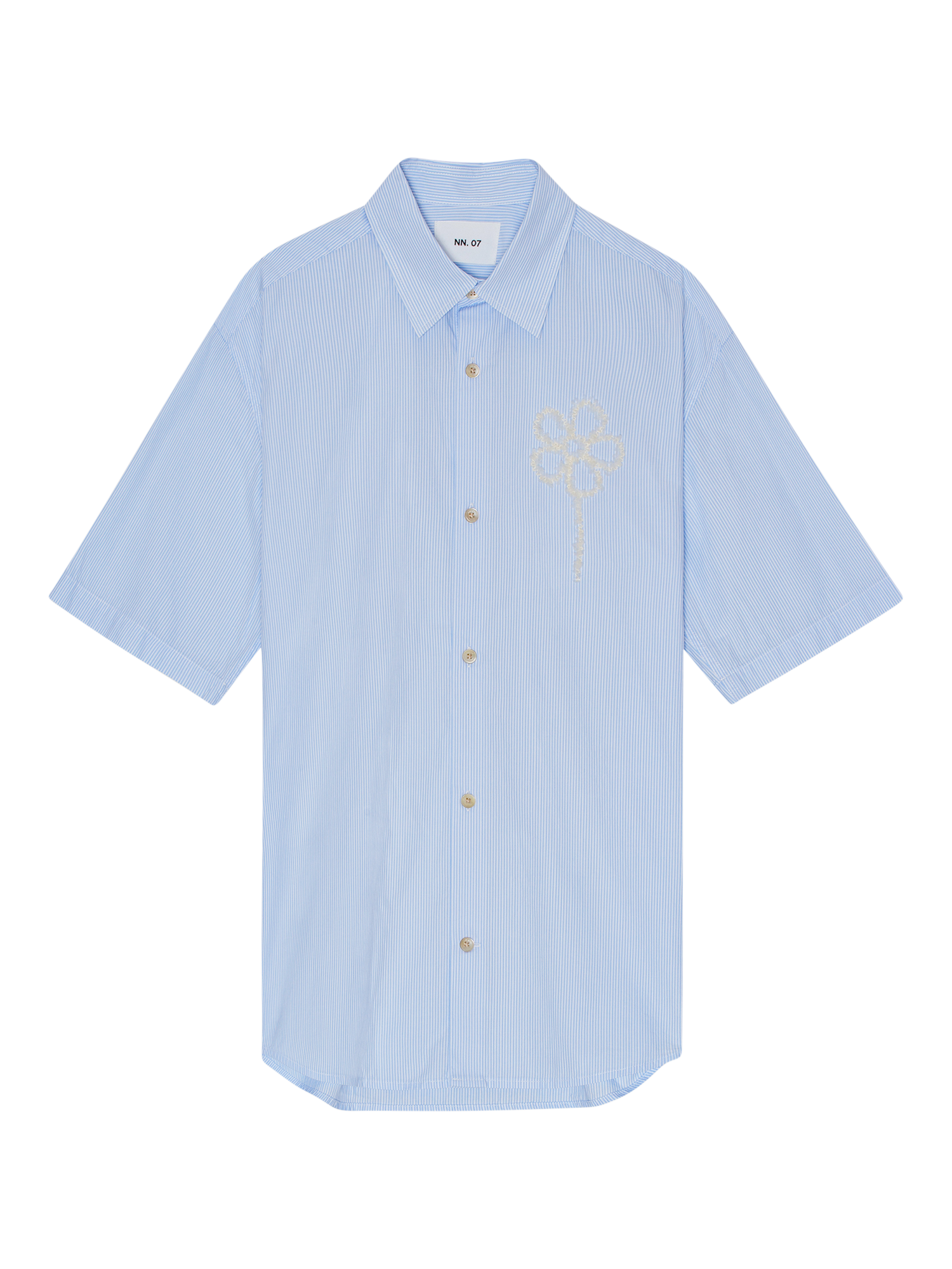 Product image 1 of 3, which shows NN.07 Freddy Cotton Regular Fit Stripe Shirt, Blue Stripe, S