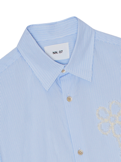 NN.07 Freddy Cotton Regular Fit Stripe Shirt, Blue Stripe - view 2, Blue Stripe