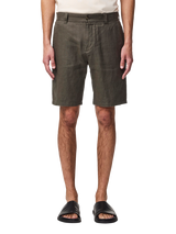 NN.07 Crown Straight-Fit Linen Chino Shorts, Croc Green