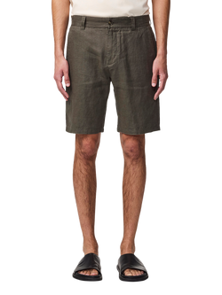 NN.07 Crown Straight-Fit Linen Chino Shorts, Croc Green, Croc Green